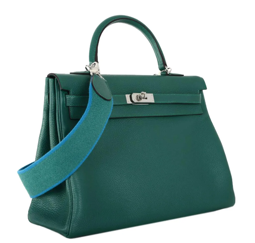 Hermès Malachite Canvas Strap Kelly 35