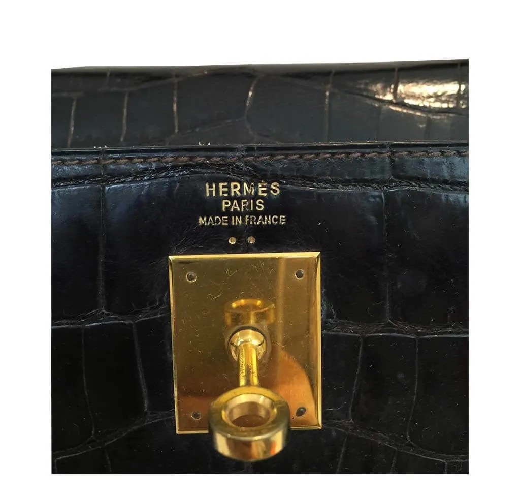 Hermès Vintage Kelly 32 Bag Cocaon Crocodile