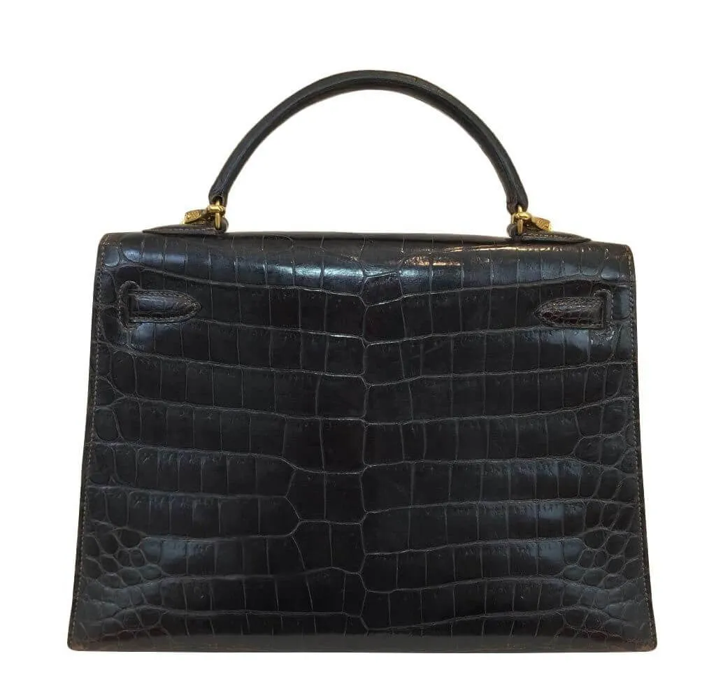 Hermès Vintage Kelly 32 Bag Cocaon Crocodile