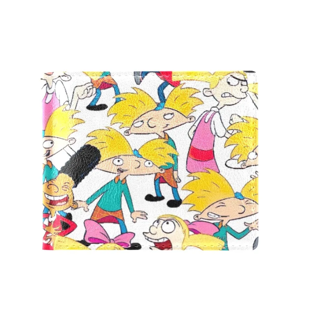 Hey Arnold! White Pattern Bifold Wallet With Coin Pocket
