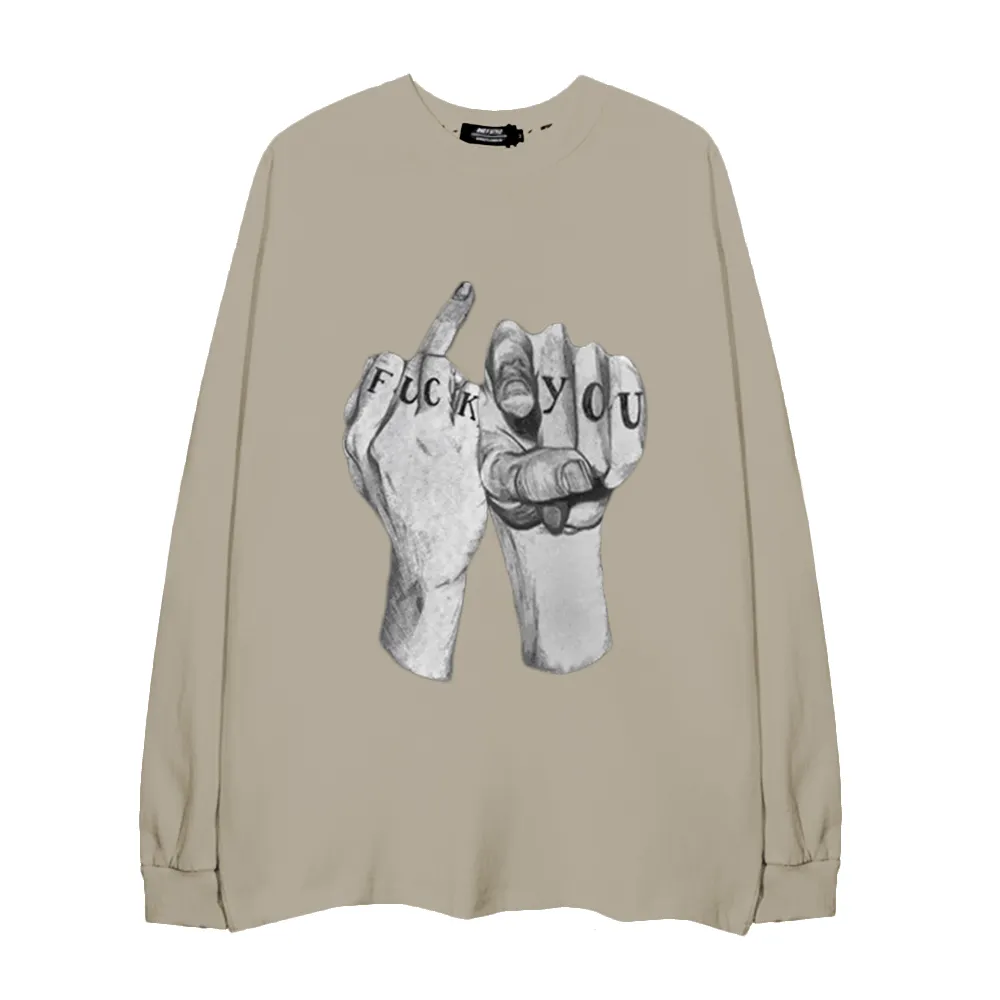 High Street Finger Letters Long Sleeve Shirt