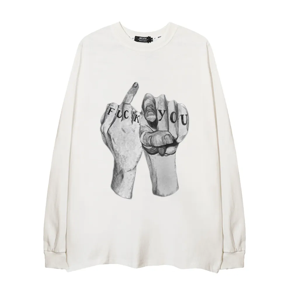 High Street Finger Letters Long Sleeve Shirt