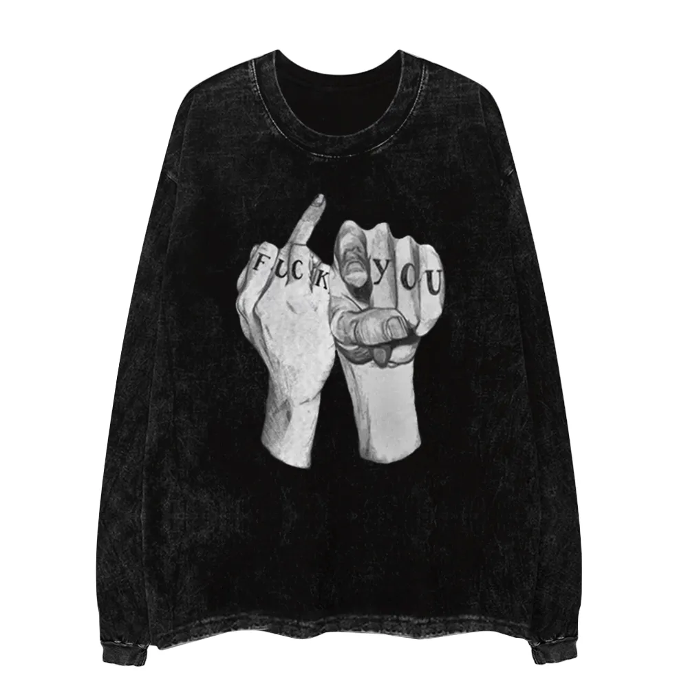 High Street Finger Letters Long Sleeve Shirt