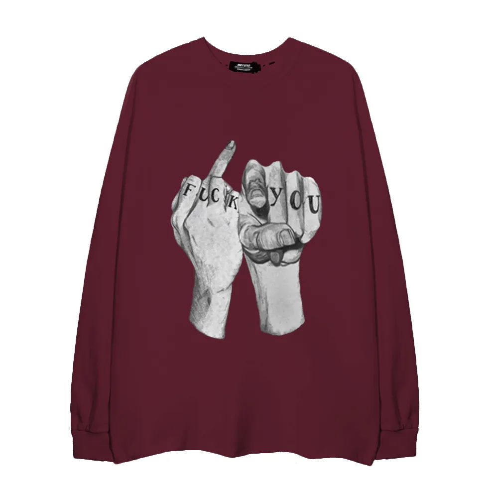 High Street Finger Letters Long Sleeve Shirt