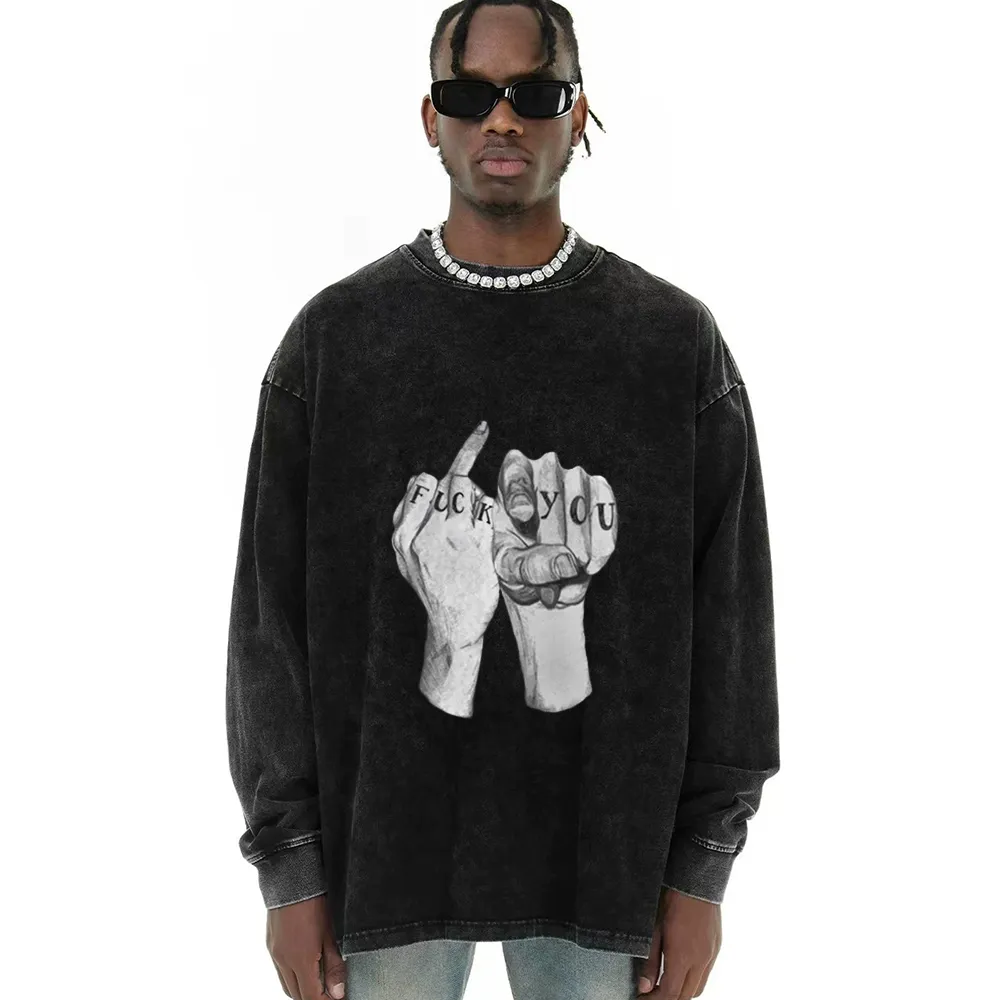 High Street Finger Letters Long Sleeve Shirt