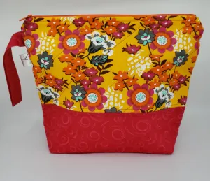 Hot Pink and Orange Flowers -  Project Bag - Medium