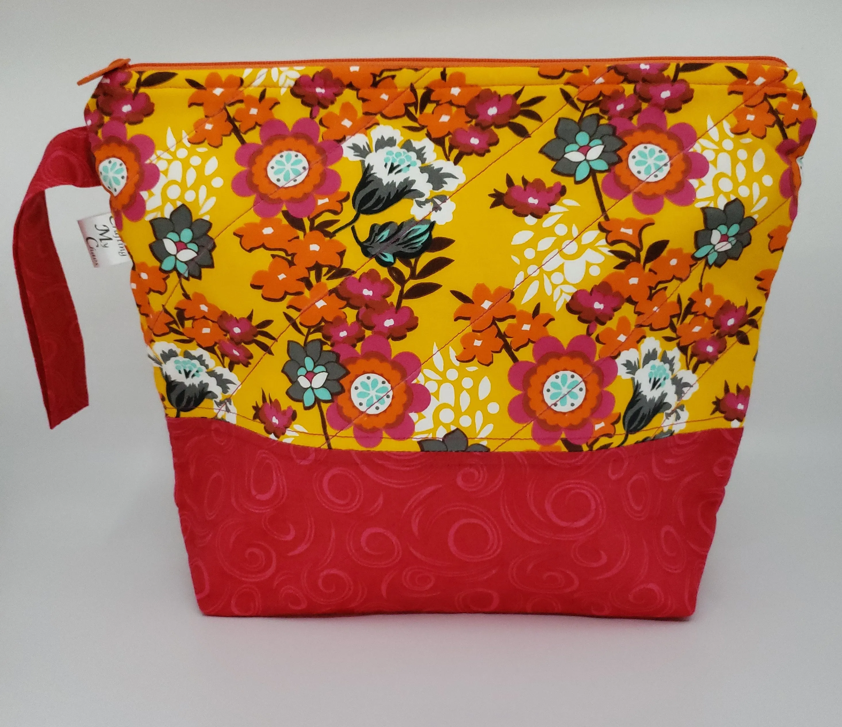 Hot Pink and Orange Flowers -  Project Bag - Medium