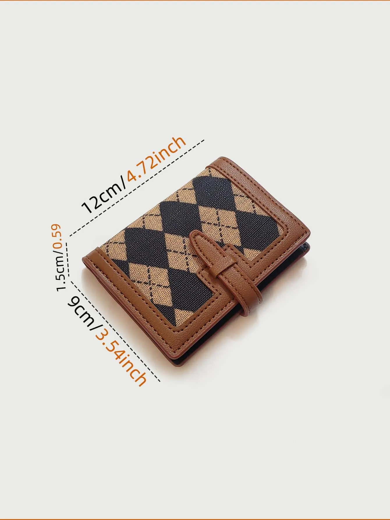 Houndstooth Short Pu Leather Card Holder Coin Zipper Purse