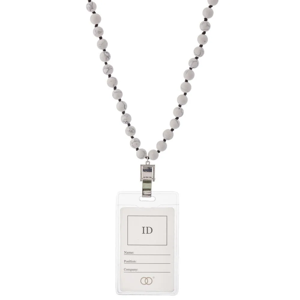Howlite stone necklace badge Id holder
