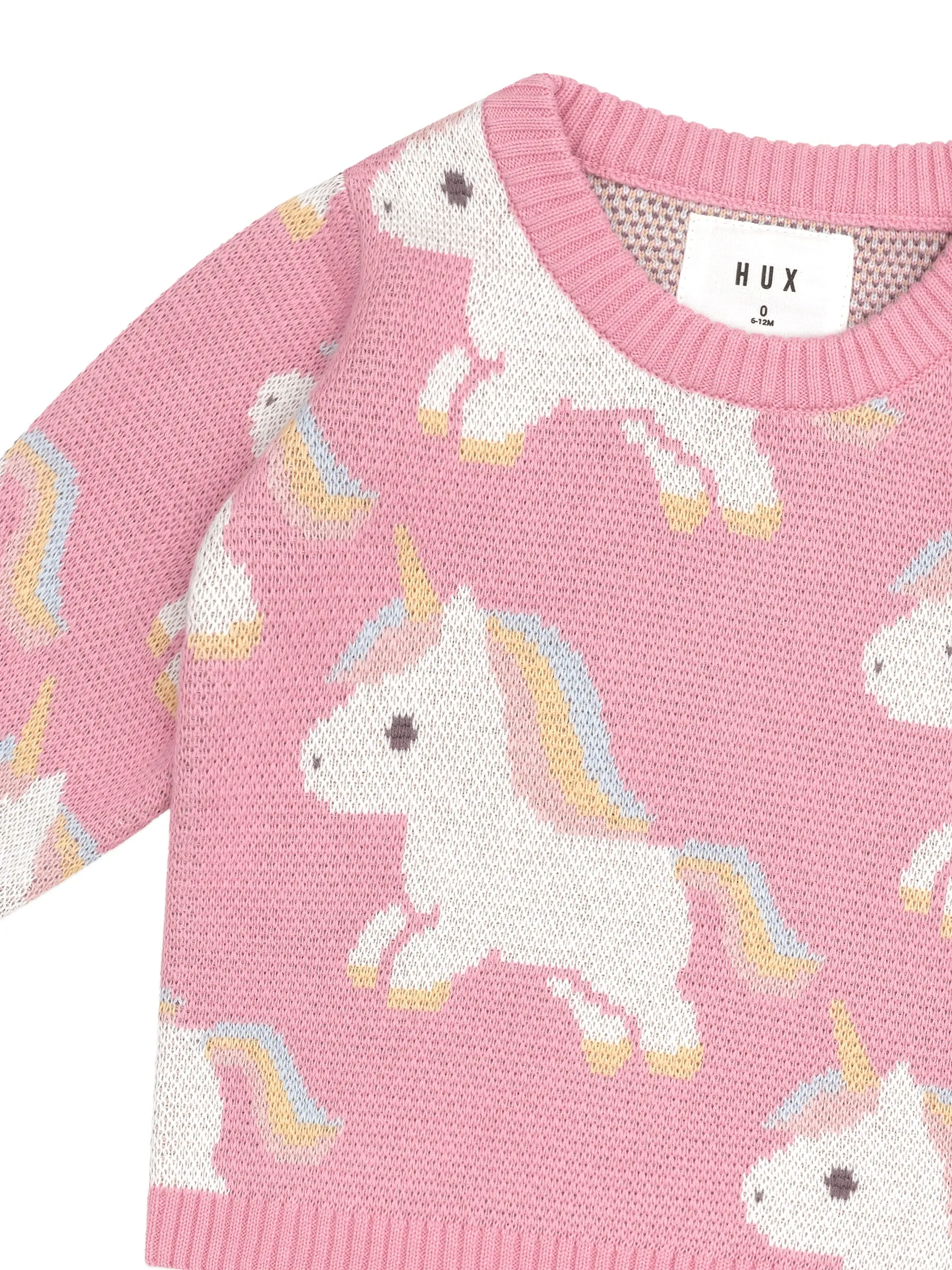 Huxbaby Unicorn Knit Jumper Bubblegum