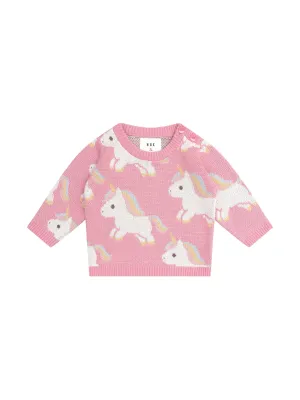 Huxbaby Unicorn Knit Jumper Bubblegum