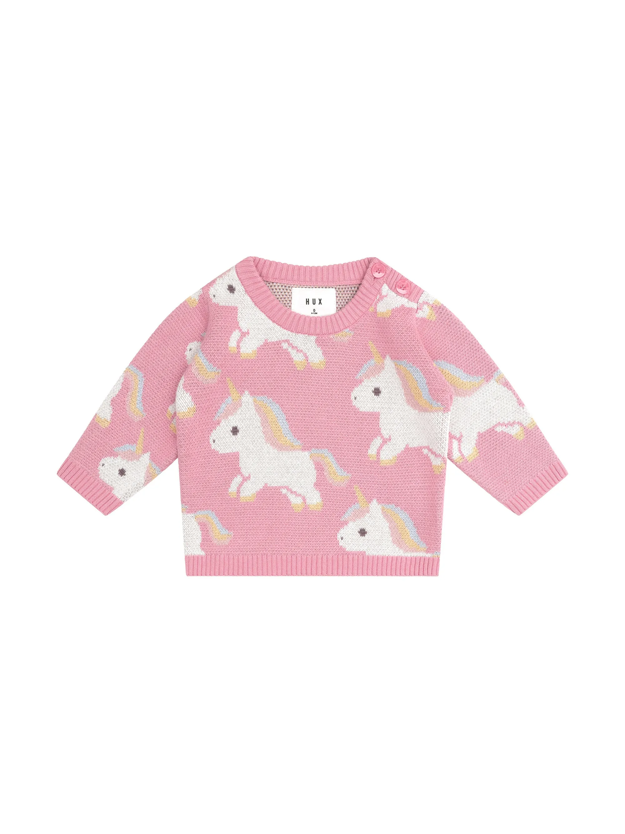Huxbaby Unicorn Knit Jumper Bubblegum