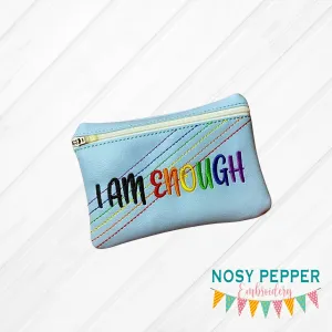 I am enough ITH Bag (4 sizes available) machine embroidery design DIGITAL DOWNLOAD
