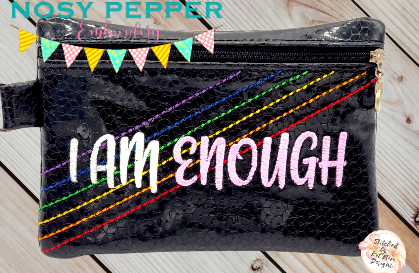 I am enough ITH Bag (4 sizes available) machine embroidery design DIGITAL DOWNLOAD