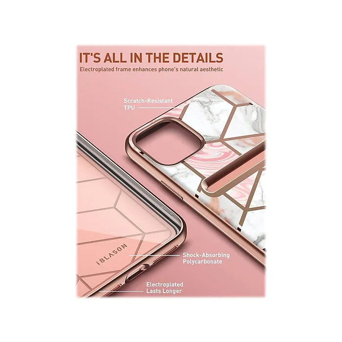 i-Blason Marble Pink Wallet Case for iPhone 13 Pro Max (iPhone2021-6.7-CosCard-Marble)