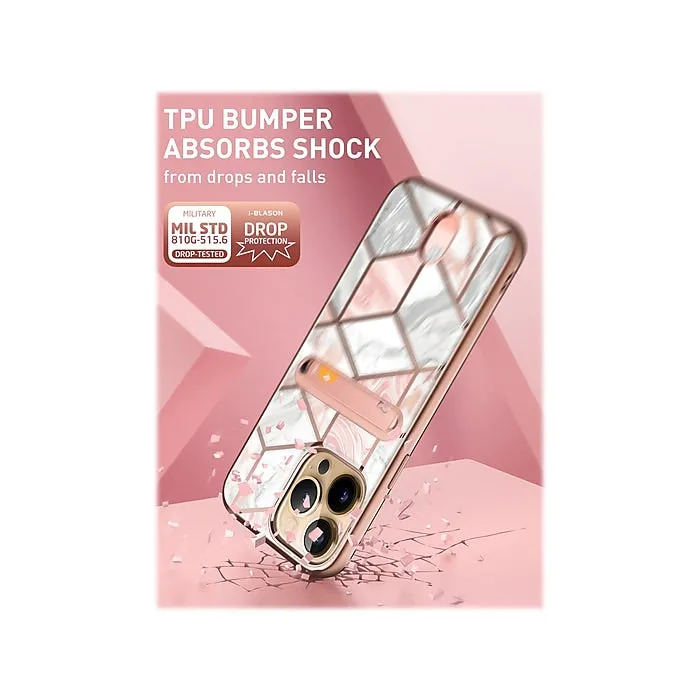 i-Blason Marble Pink Wallet Case for iPhone 13 Pro Max (iPhone2021-6.7-CosCard-Marble)
