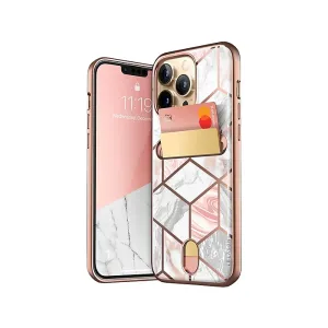i-Blason Marble Pink Wallet Case for iPhone 13 Pro Max (iPhone2021-6.7-CosCard-Marble)