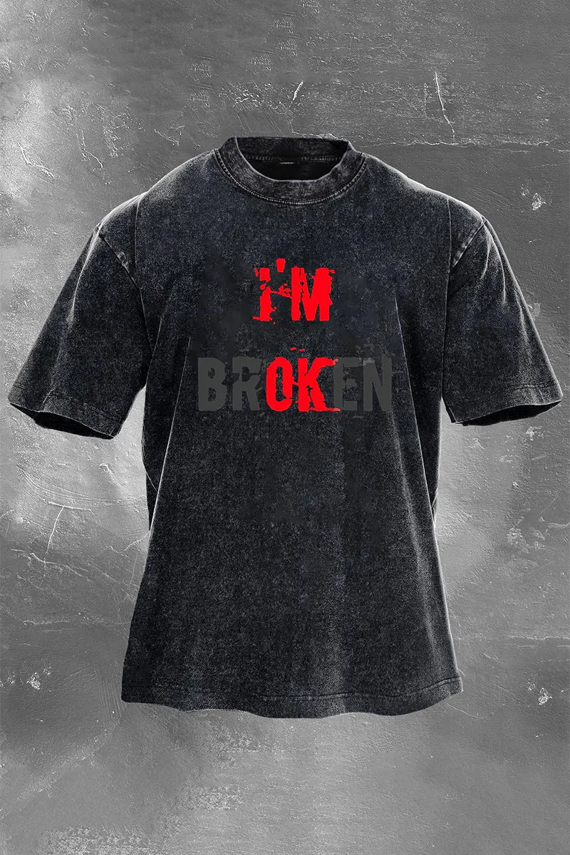 I'm OK Printed Men's Washed T-Shirt