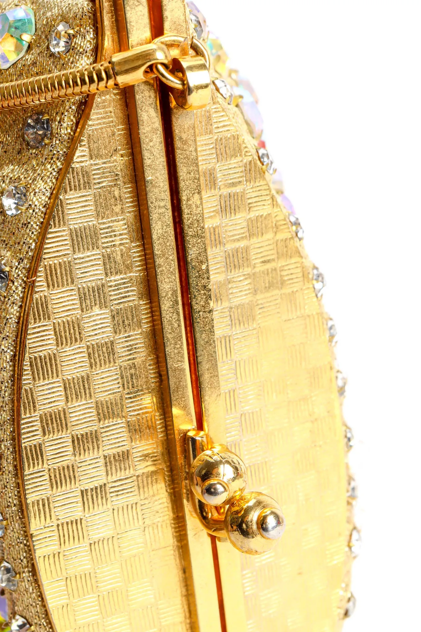 Iridescent Rhinestone Frame Pouch Bag