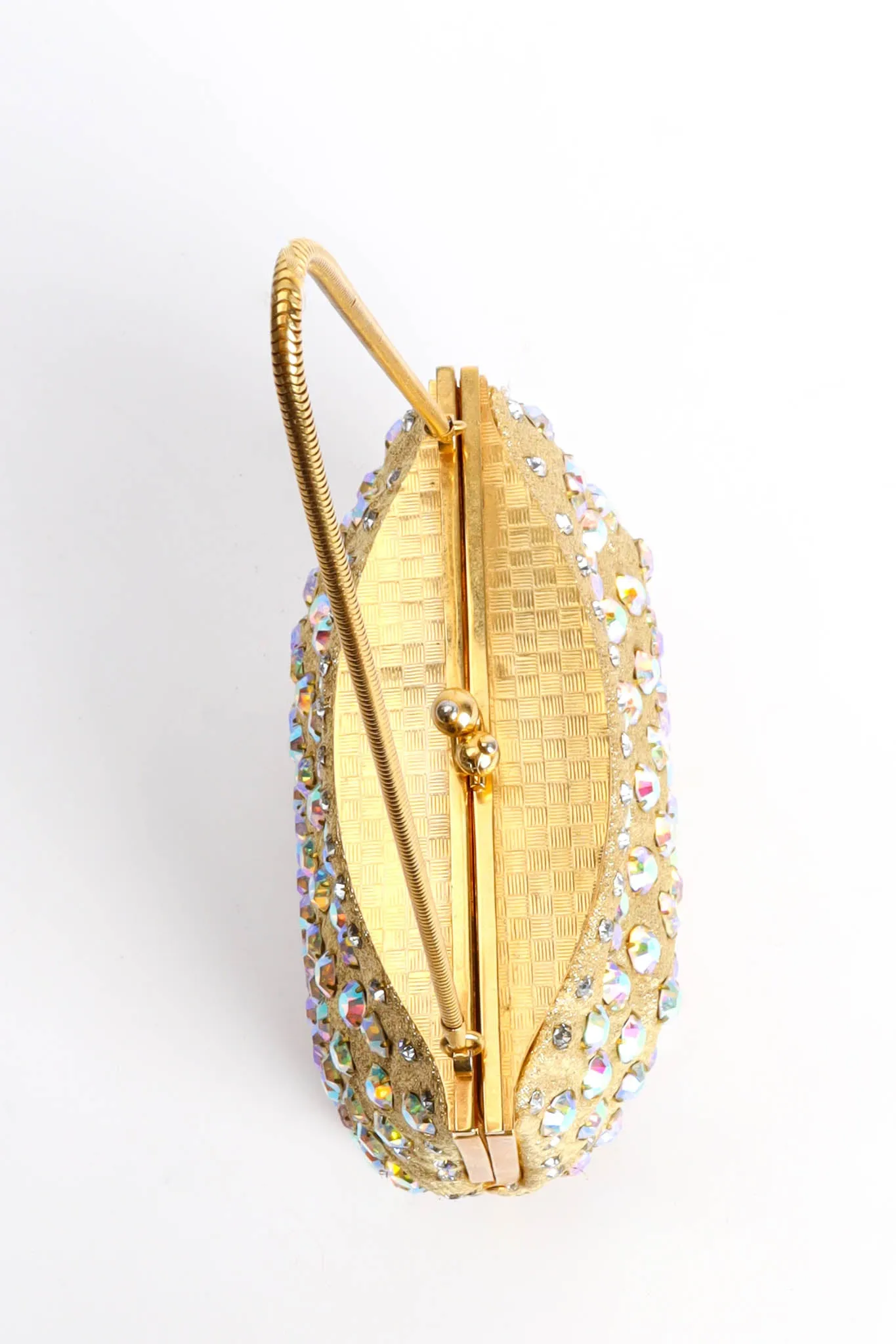 Iridescent Rhinestone Frame Pouch Bag