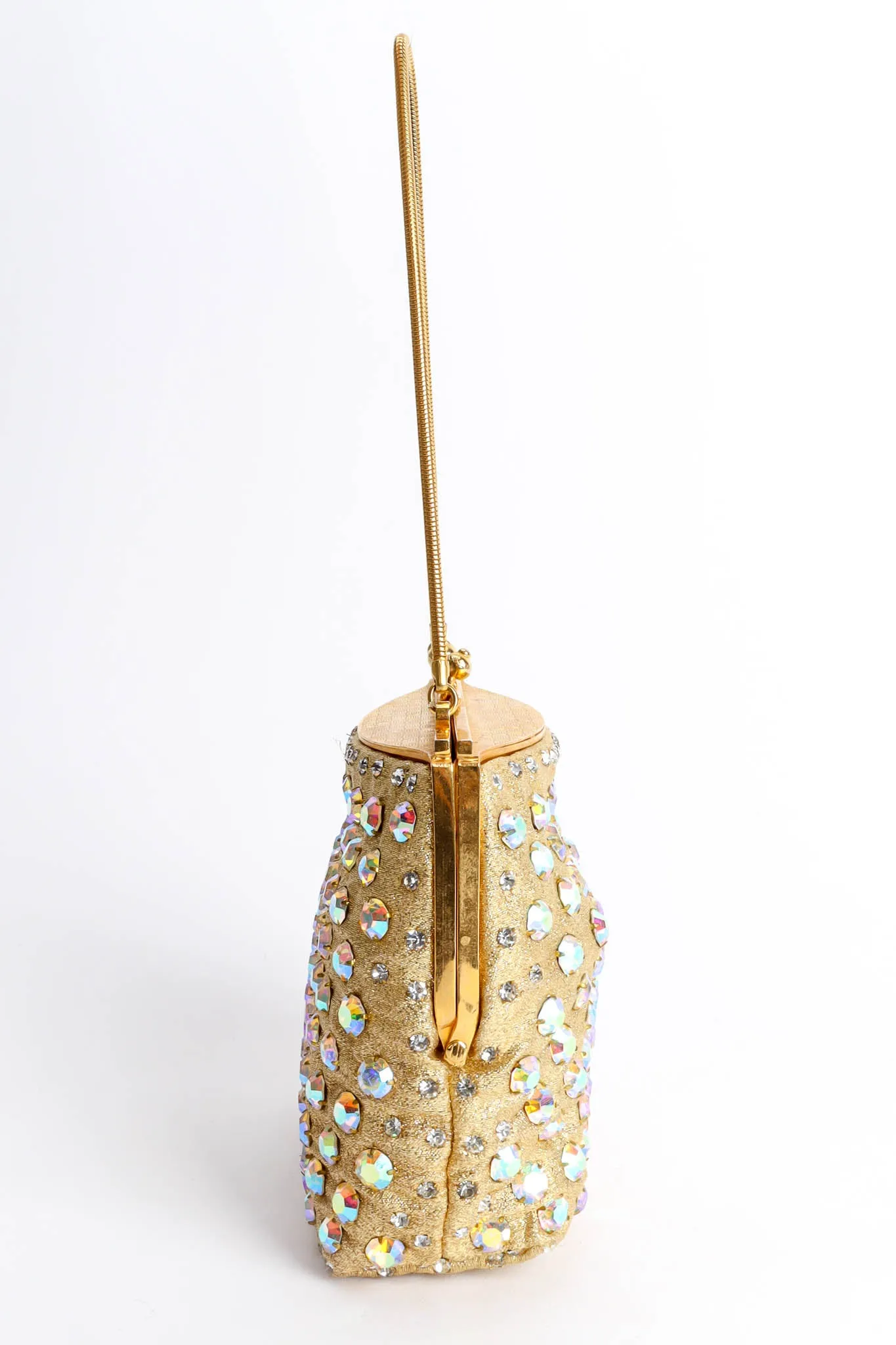 Iridescent Rhinestone Frame Pouch Bag