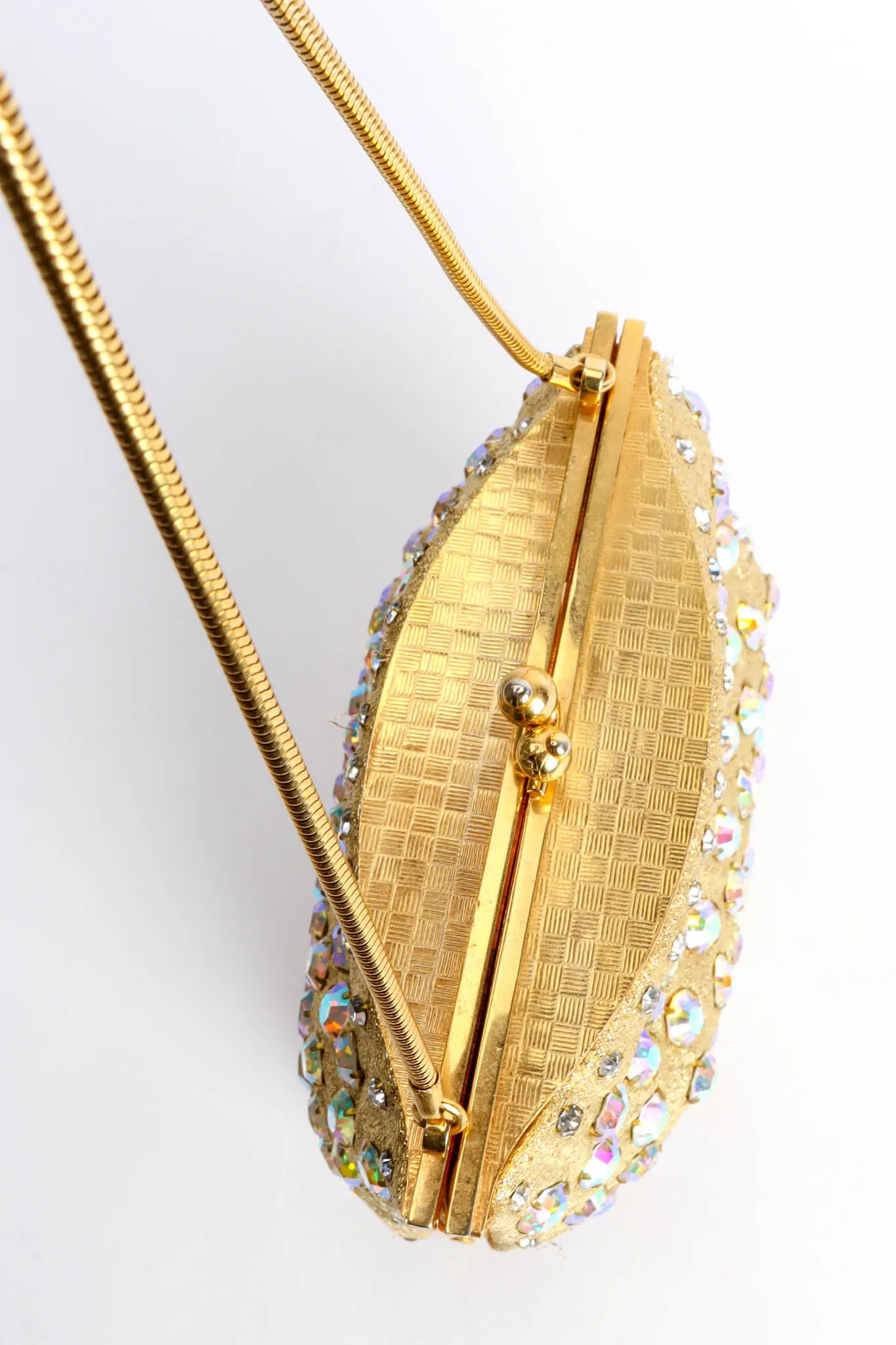 Iridescent Rhinestone Frame Pouch Bag