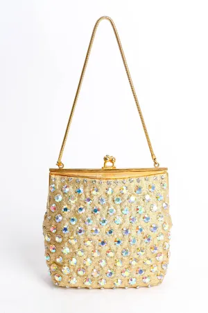 Iridescent Rhinestone Frame Pouch Bag
