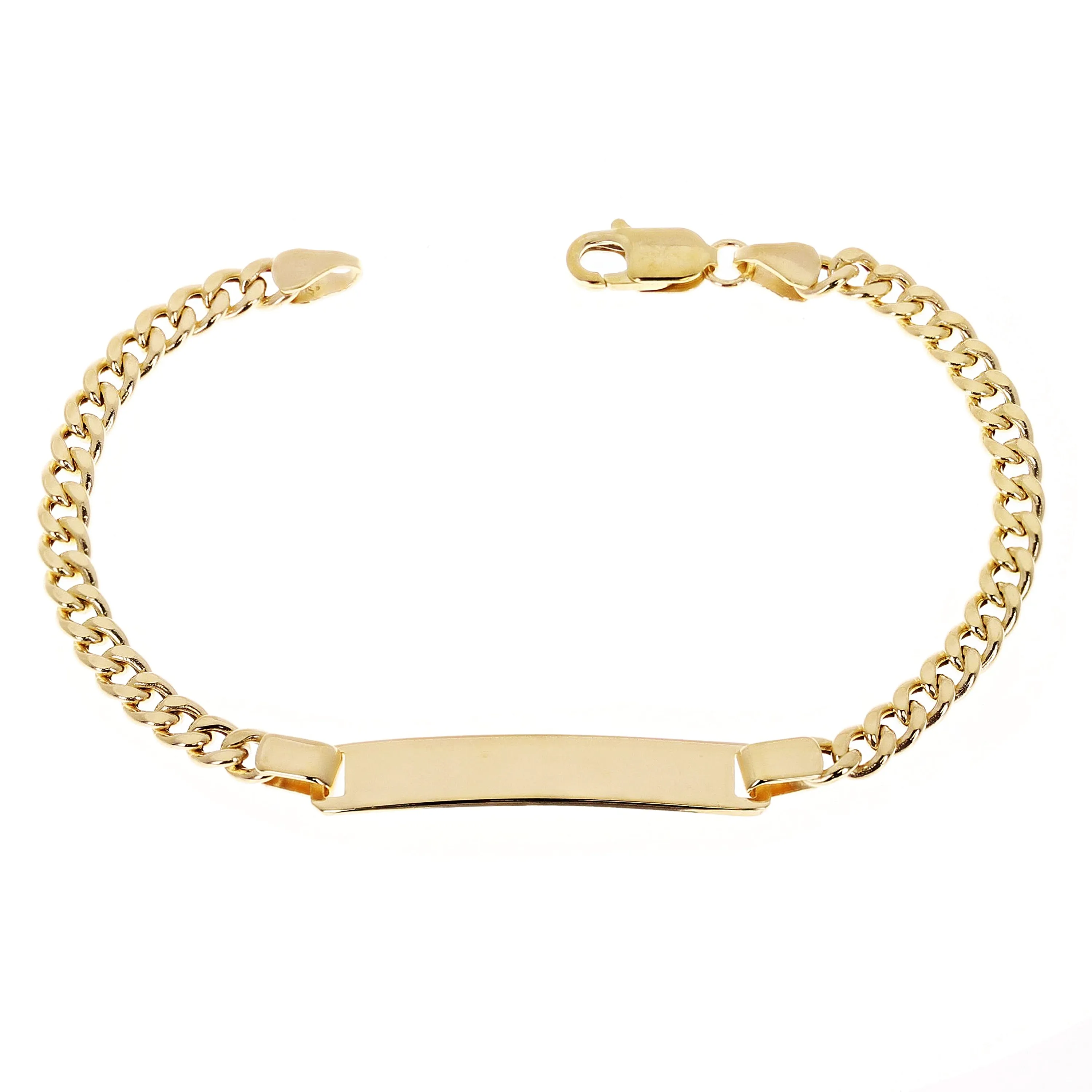 Italian 14k Yellow Gold Cuban ID Kids Bracelet Engravable 5.75" 6mm 3.5 grams