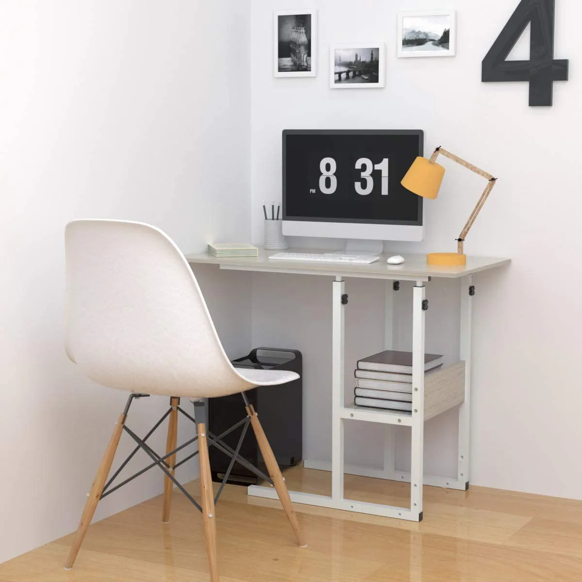 JACENTHOME Home Office Desk 31x16'' Moveable Height Adjustable Creative PC Notebook Standing Laptop Cart End Side Table with Wheels for Study Room...