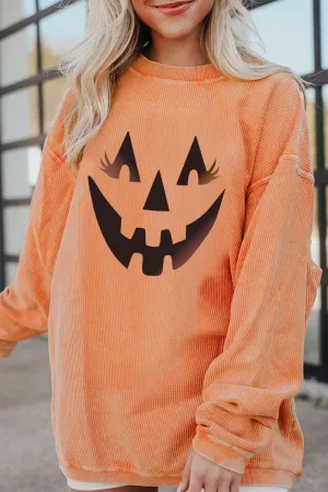 Jack-O'-Lantern Drop Shoulder Sweatshirt