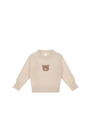 Jamie Kay Leon Jumper - Oatmeal Marle Jacquard Bobbie Bear