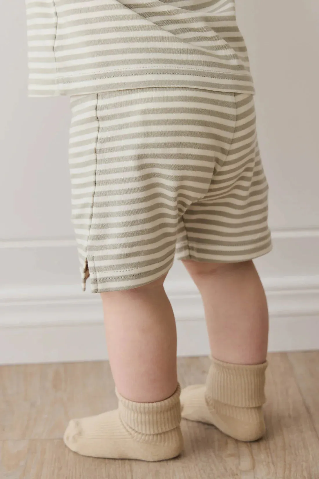 Jamie Kay Pima Cotton Marley Short - Narrow Stripe Moss/Cloud
