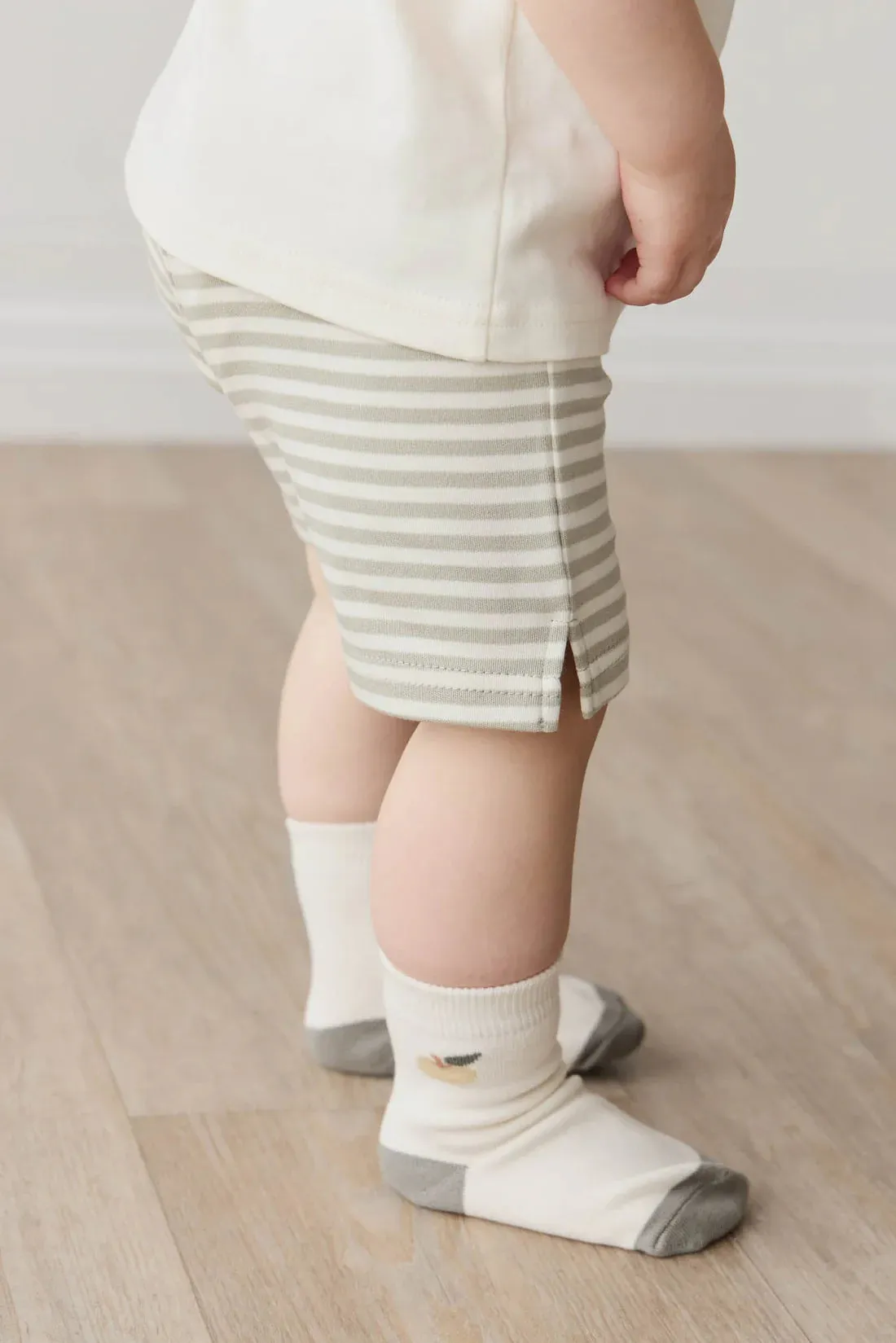 Jamie Kay Pima Cotton Marley Short - Narrow Stripe Moss/Cloud