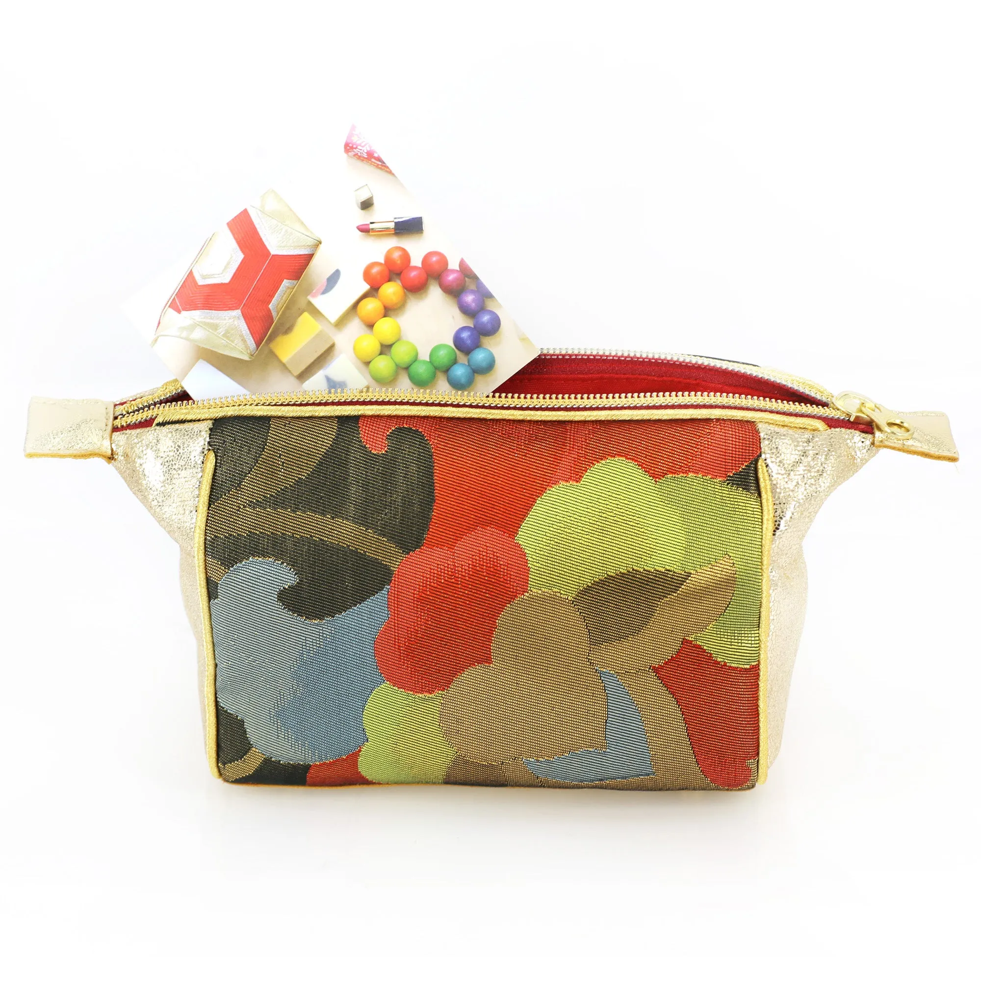 Japanese Kimono Camellia Kimono Travel / Make-up Bag | Refashioned from vintage kimono