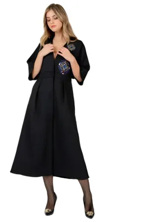 Jeweled Patch Kimono Sleeve Cardigan