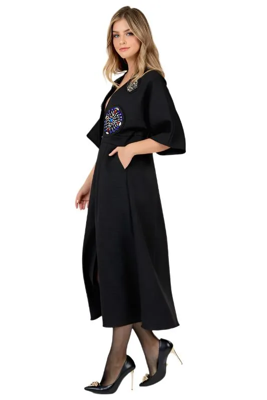 Jeweled Patch Kimono Sleeve Cardigan
