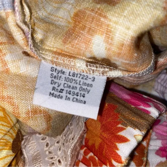 Johnny Was Linen Sherrie Easy Short Jade Floral Patchwork Women's Shorts Large