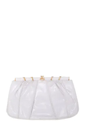 Judith Leiber Vintage Ivory & Gold Snakeskin Clutch Handbag