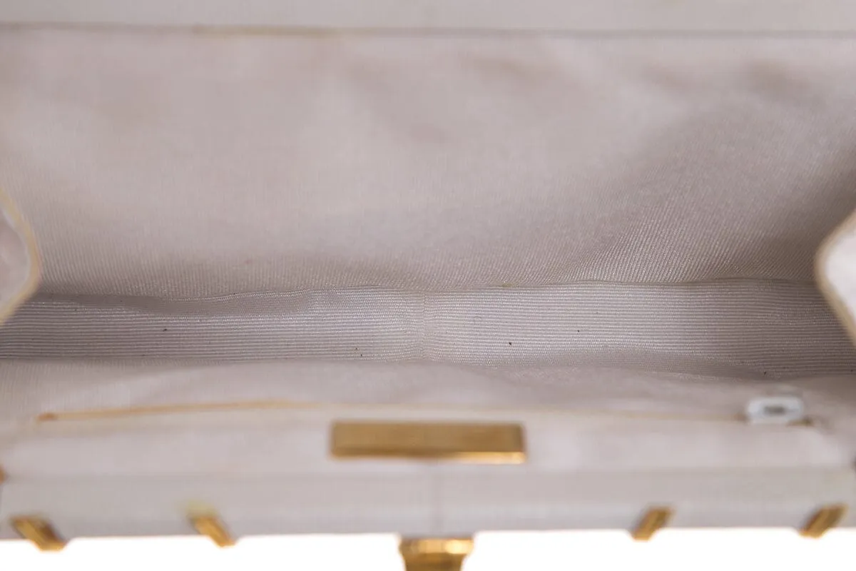 Judith Leiber Vintage Ivory & Gold Snakeskin Clutch Handbag