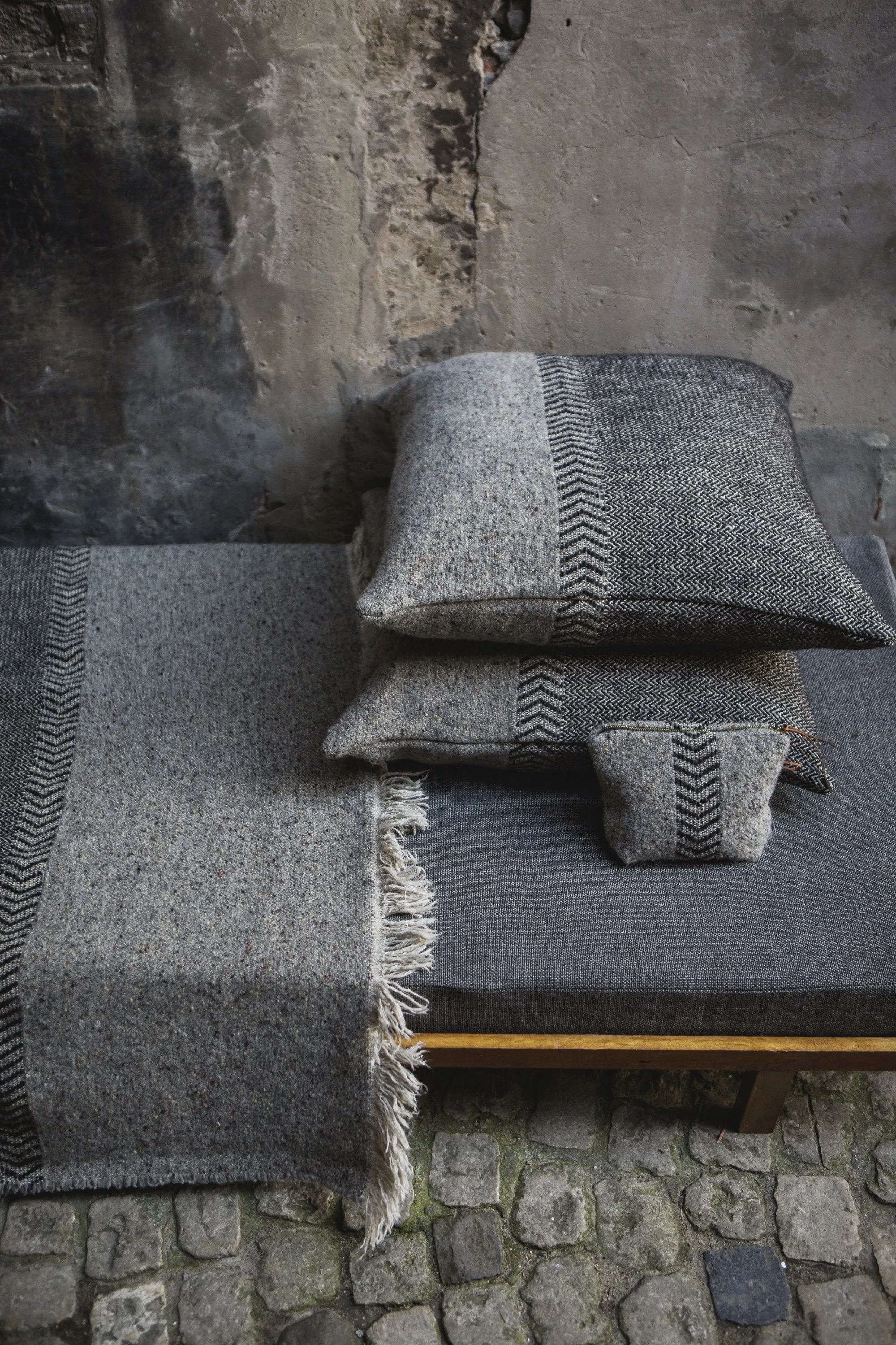 Jules Black Herringbone Pillow