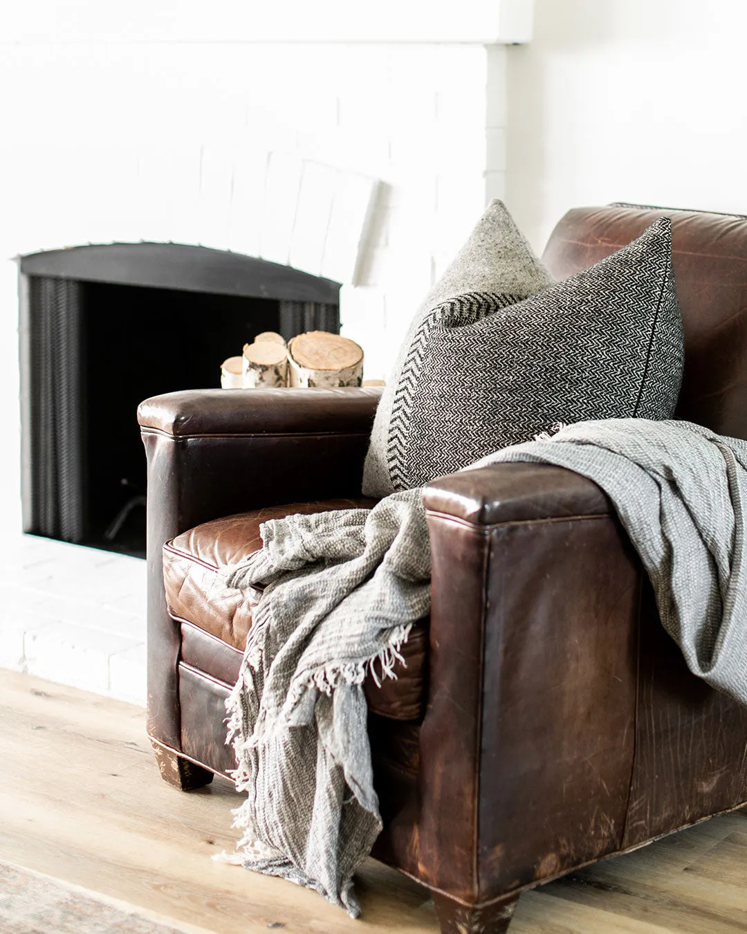 Jules Black Herringbone Pillow