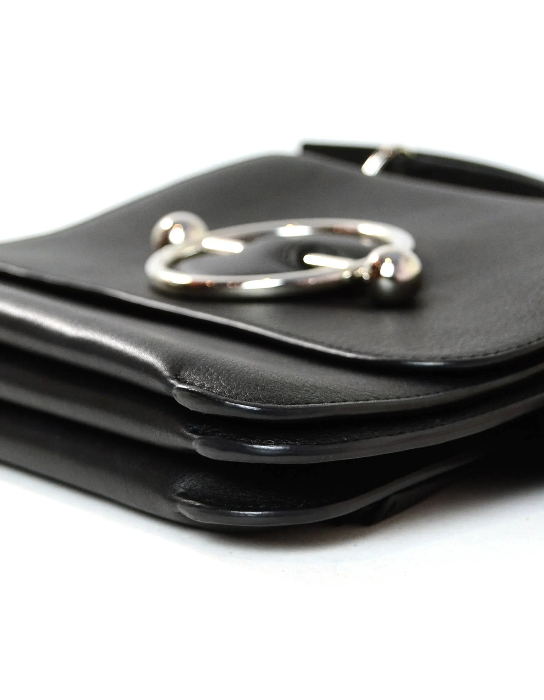 J.W. Anderson Black Leather Silver Disc Crossbody