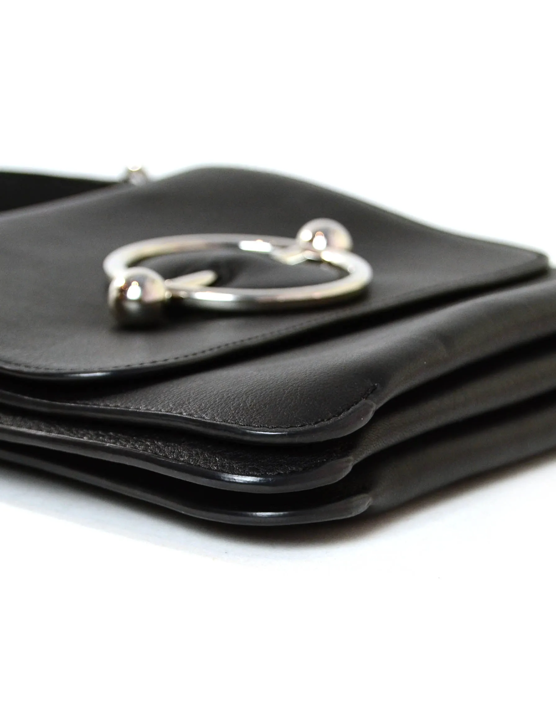 J.W. Anderson Black Leather Silver Disc Crossbody