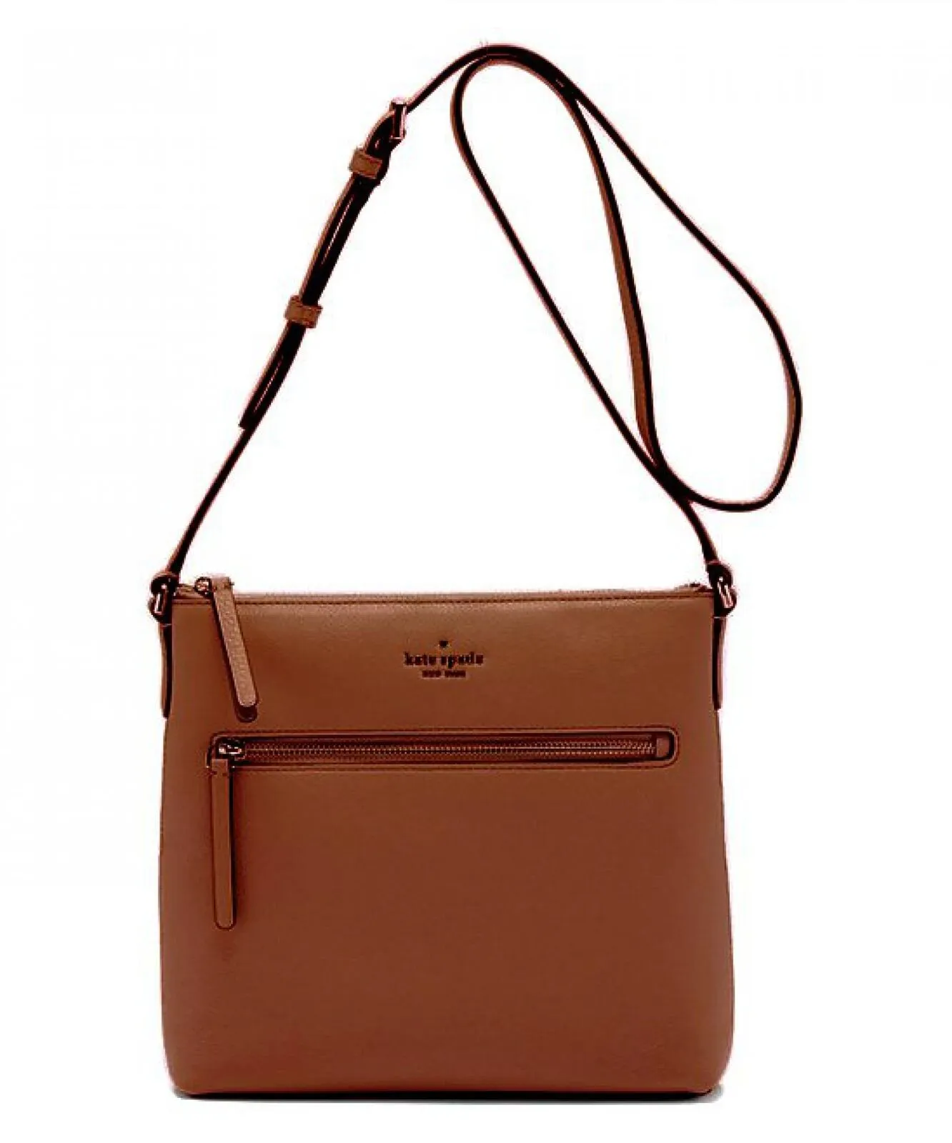 Kate Spade New York Top-Zip Leather Crossbody Bag Warm Gingerbread Brown