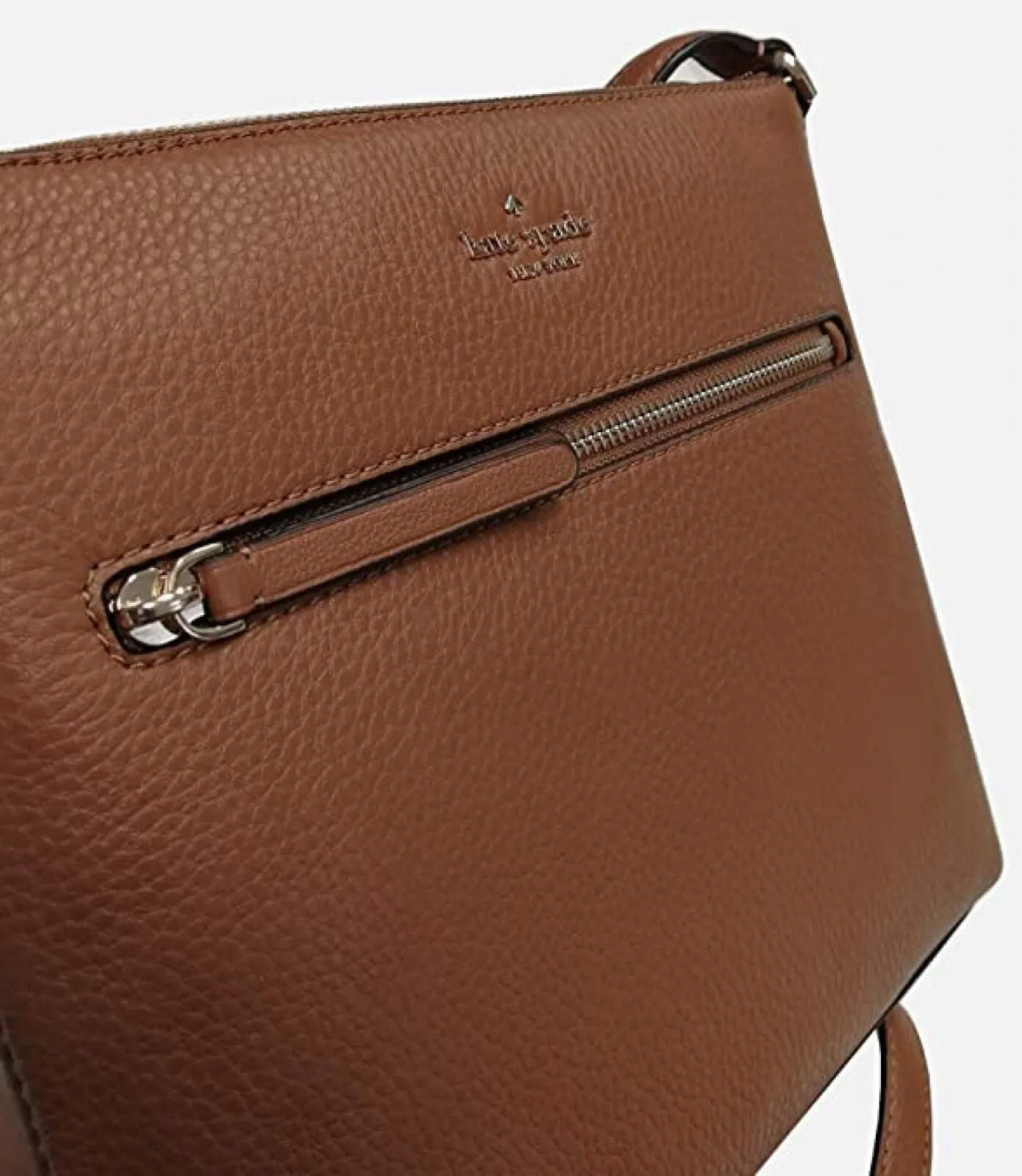 Kate Spade New York Top-Zip Leather Crossbody Bag Warm Gingerbread Brown