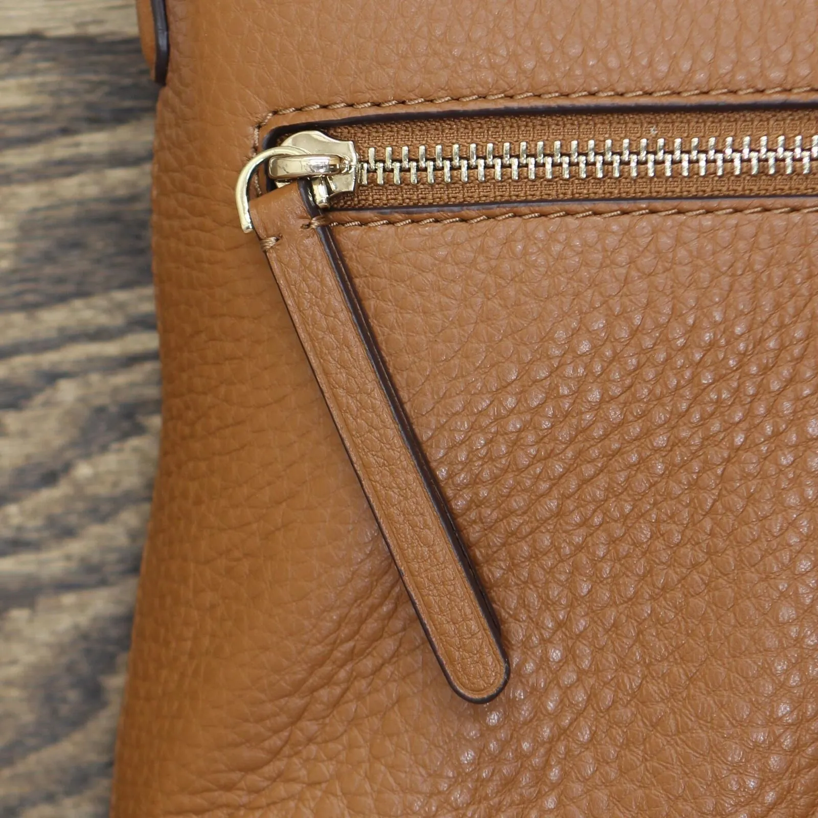 Kate Spade New York Top-Zip Leather Crossbody Bag Warm Gingerbread Brown