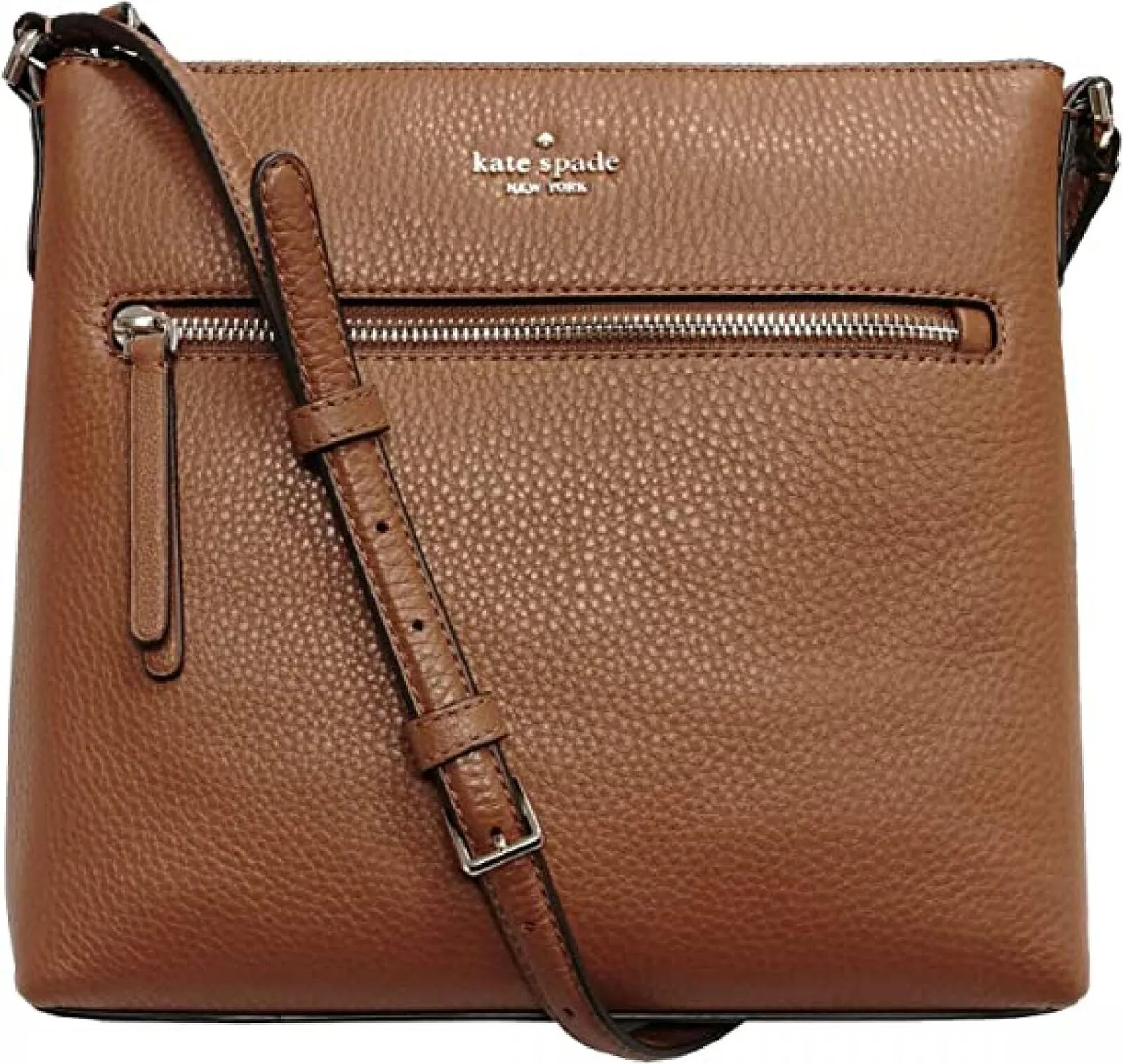 Kate Spade New York Top-Zip Leather Crossbody Bag Warm Gingerbread Brown