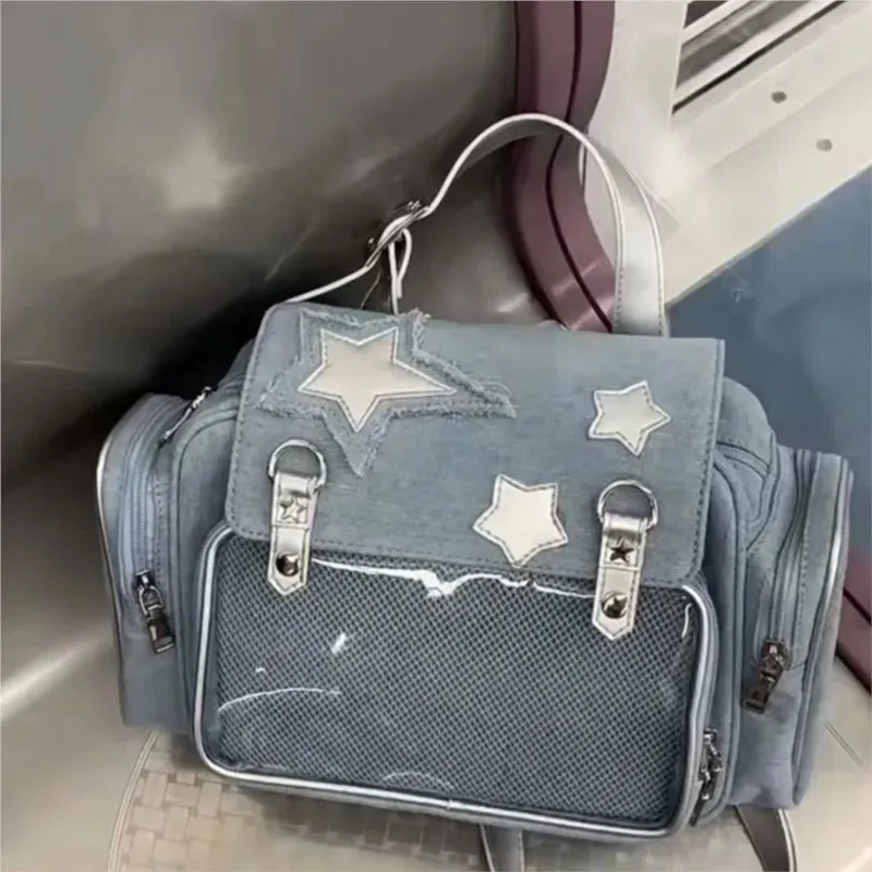 Kawaii Starry Denim Ita Backpack 🌟🎒 | Vintage Japanese Lolita Mochila for Women | Aesthetic Y2K Style