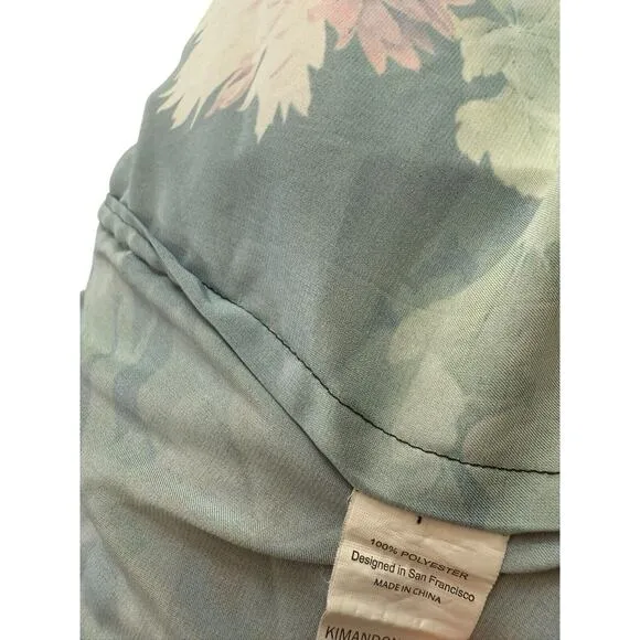 Kim   Ono Coral‎ Chrysanthemum Kimono Robe One Size Black Florals