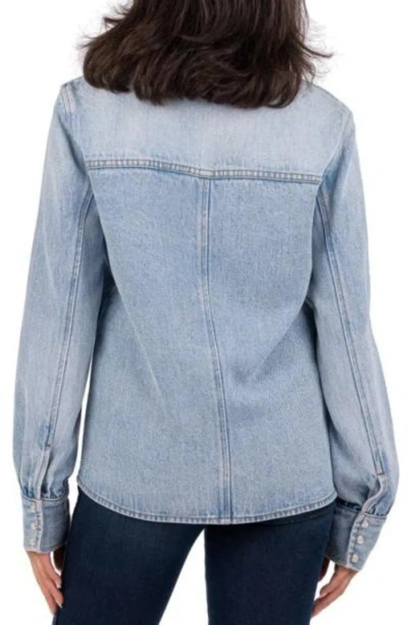 Kut: Mika Button Down Shirt in Light Wash Denim